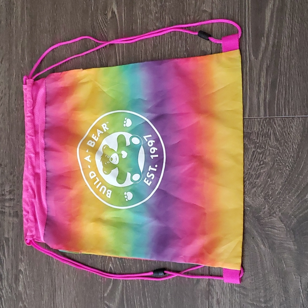 🌈 BUILD-A-BEAR Rainbow Drawstring Backpack Bag